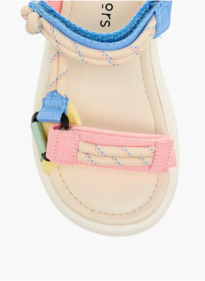 جونيورز Girls Colourblock Strappy Sandals with Hook and Loop Closure