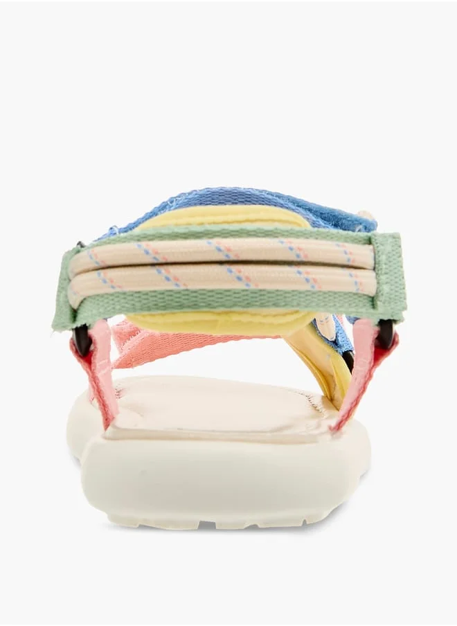 جونيورز Girls Colourblock Strappy Sandals with Hook and Loop Closure