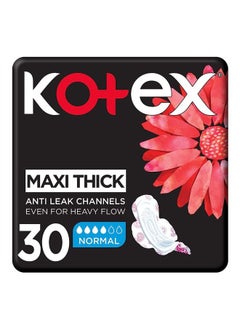 Kotex Anti-Leak Maxi thick Pads with Wings - Normal 30 Pads  - Image 1