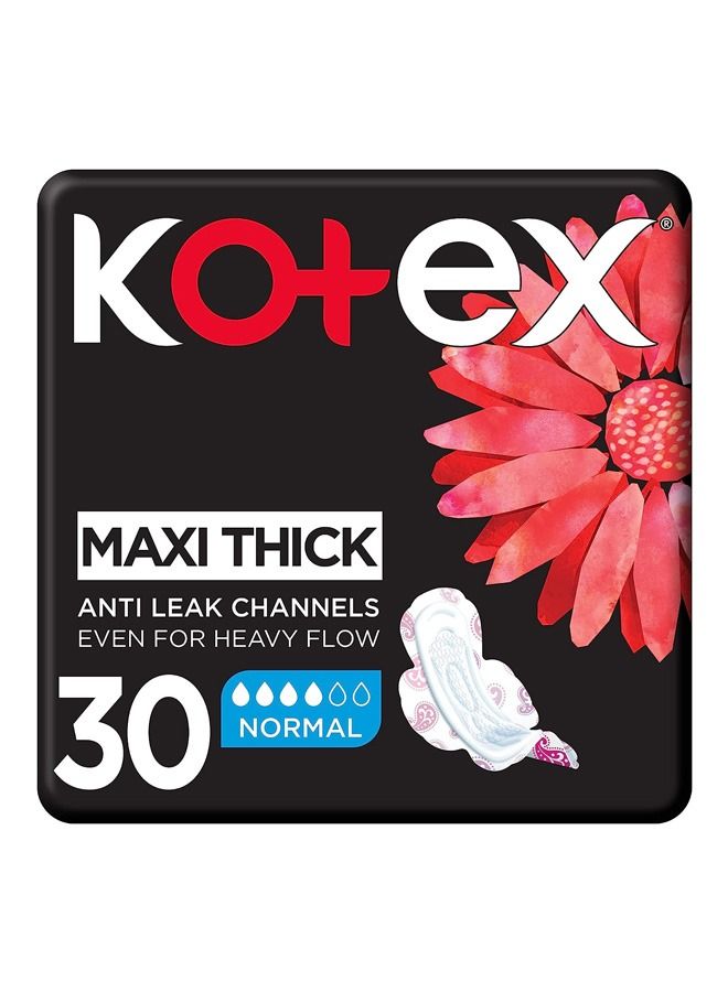 Kotex Anti-Leak Maxi thick Pads with Wings - Normal 30 Pads  - Image 1
