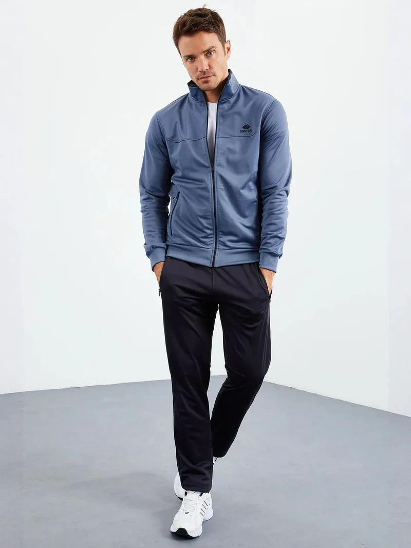 TOMMYLIFE TOMMY Men's Scuba Knit Active Set With Zipper Collar