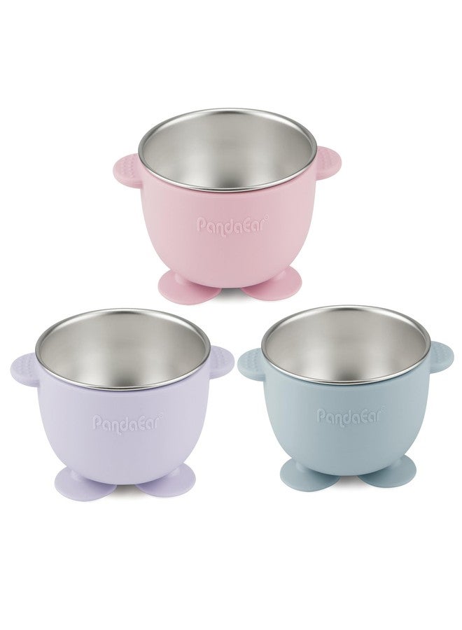 PandaEar 3 Pack Baby Stainless Steel Bowls with Suction, Non-Slip Child Food Bowl with Silicone Sleeve for Kids Toddlers Infants, Extra Strong Base, BPA free - Image 4