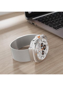 O Ozone Milanese Band Compatible with Samsung Galaxy Watch Ultra Band 47mm (2024), Stainless Steel Mesh Loop Magnetic Clasp Strap for Women Men - Silver  - Image 4