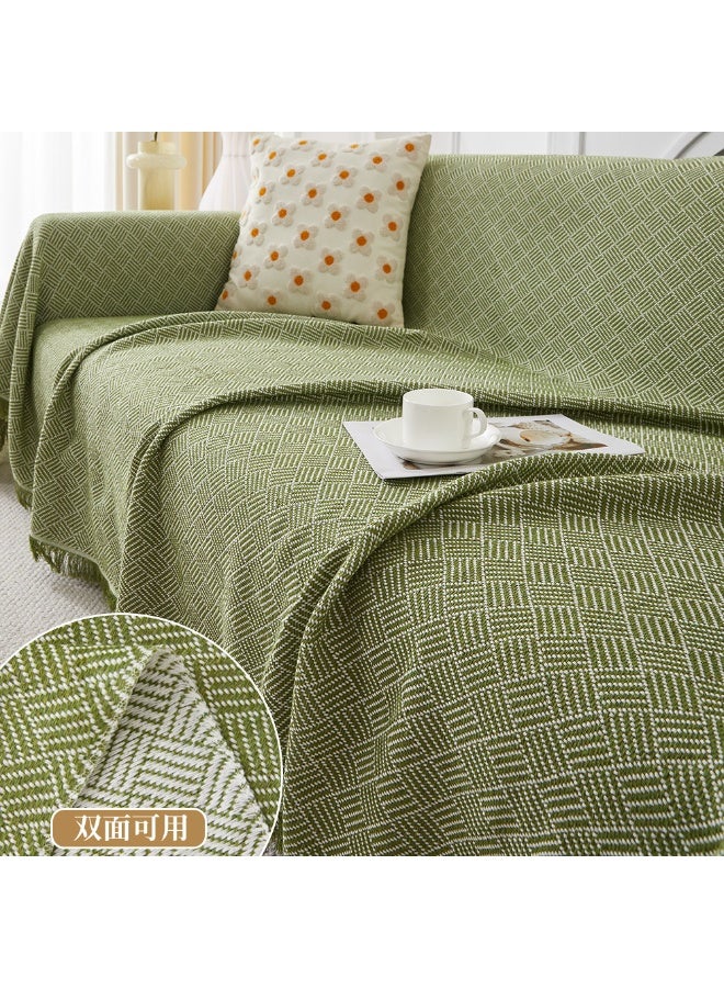 Ins-style Sofa Cover Blanket, Double-sided Reversible, Cotton Yarn Throw Blanket, Minimalist One-piece Sofa Cushion Cover, Full Wrap Sofa Slipcover - Image 1