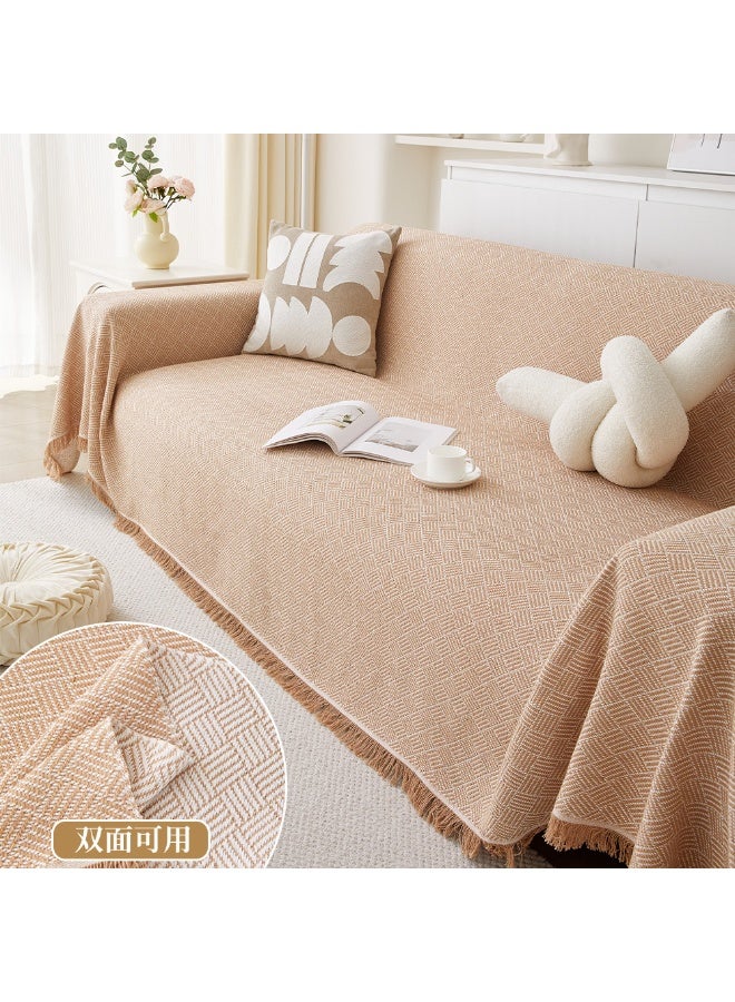 Ins-style Sofa Cover Blanket, Double-sided Reversible, Cotton Yarn Throw Blanket, Minimalist One-piece Sofa Cushion Cover, Full Wrap Sofa Slipcover - Image 2