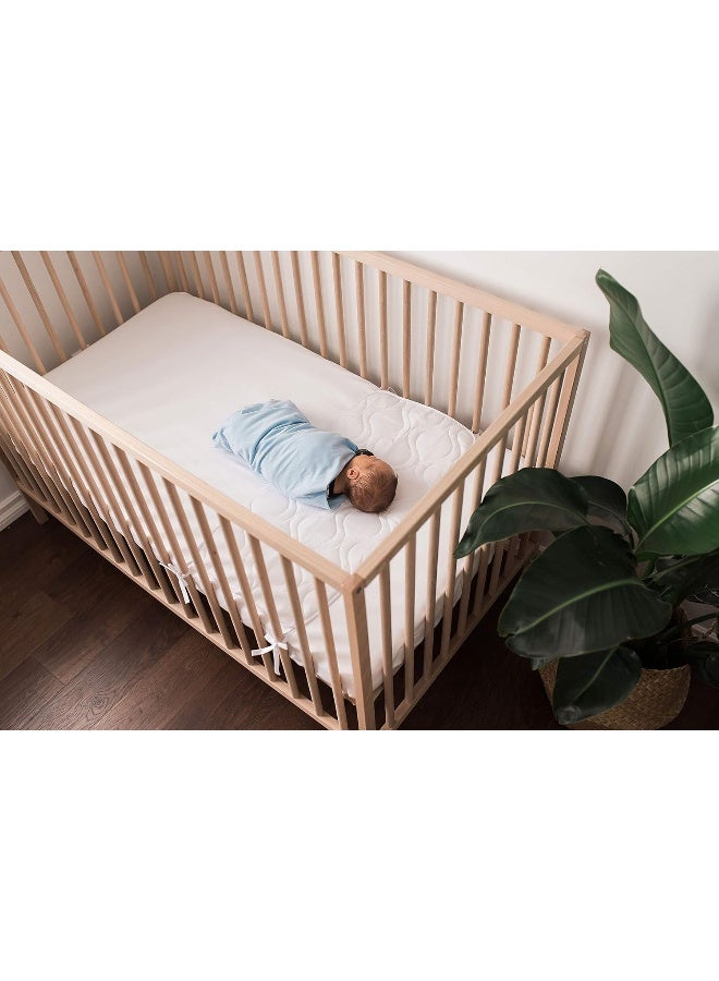 SHEETWORLD.COM SheetWorld Crib Bib Sheet Saver, Soft Cotton, 4 Secure Ties, Solid White, Made in USA - Image 3