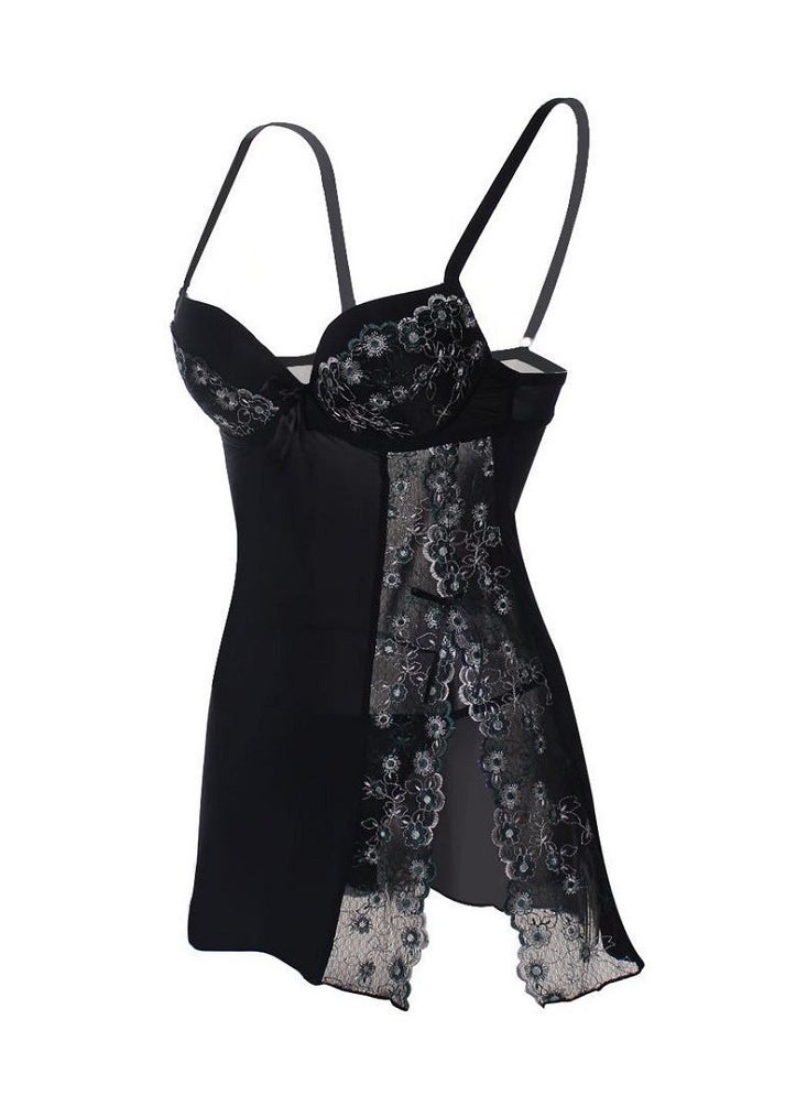 Generic - Women Floral Mesh Split Cut Out Babydoll Lingerie Slip Dress. - Image 1