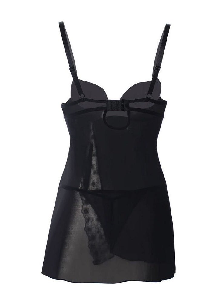 Generic - Women Floral Mesh Split Cut Out Babydoll Lingerie Slip Dress. - Image 1