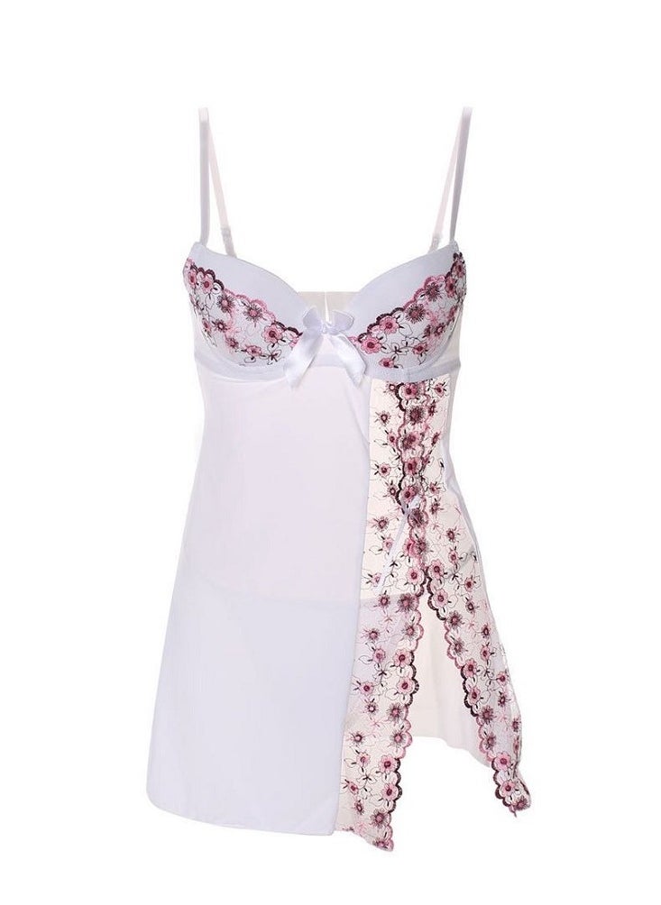 Generic - Women Floral Mesh Split Cut Out Babydoll Lingerie Slip Dress. - Image 1