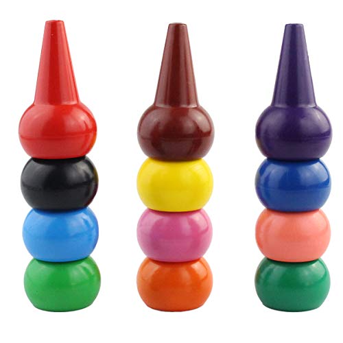 Wobe Finger Crayons for Toddlers PalmGrip 12 Colors Paint Crayons Sticks Stackable Toys for Kids Toddlers Child Boys and Girls Non Toxic Washable - Image 1