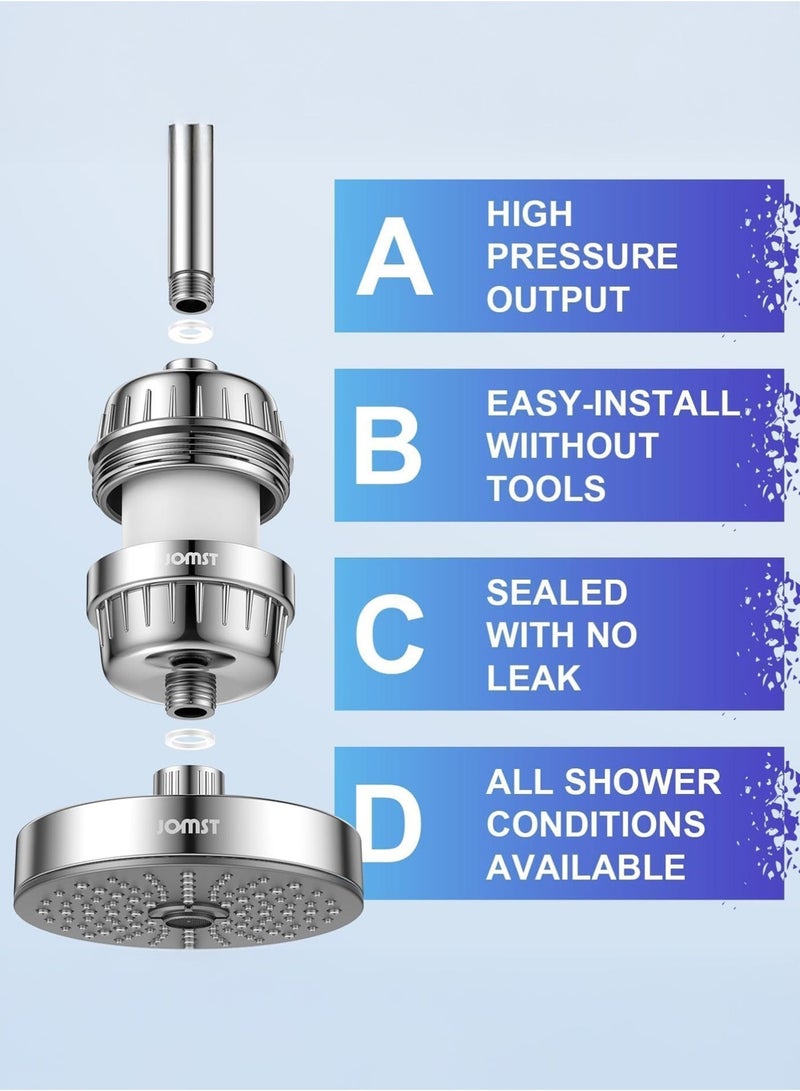 كيسويت فلتر دش من 25 مرحلة، فلتر رأس دش للمياه العسرة، مع 3 خراطيش فلتر قابلة للاستبدال، جهاز تنقية مياه رأس دش عالمي لإزالة الكلور، فلتر صنبور للحمام والمطبخ والحمام، الفلورايد (أبيض) - Image 5