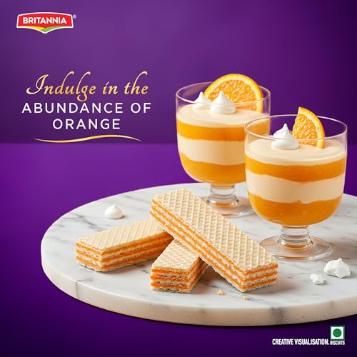 Britannia Treat Crème Wafers - Orange Flavoured Wafer Biscuit | 55 gm - Image 5