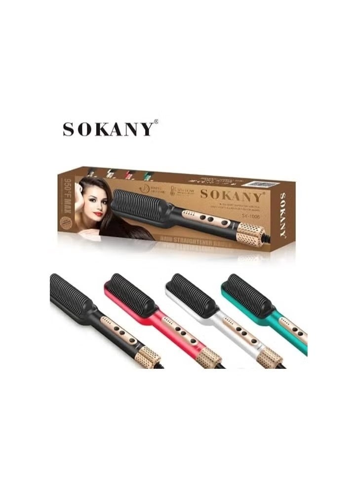 SOKANY SK-1008 Heated Hair Straightening Brush - Green - Image 4