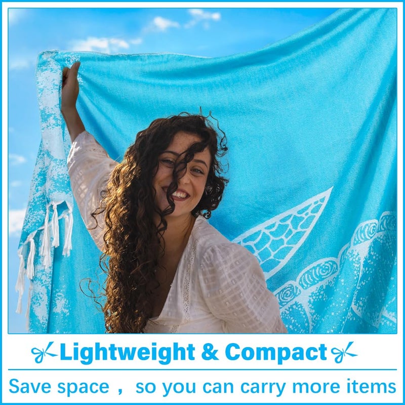 Vikumond Oversized Turkish Beach Towel Blanket XXL Cotton Sandproof Towels Boho Woven Extra Large Big Sand Free Giant Throw Blankets Huge Quilt XL Picnic Camping Necessities Cloud for Adult Gifts - Image 3
