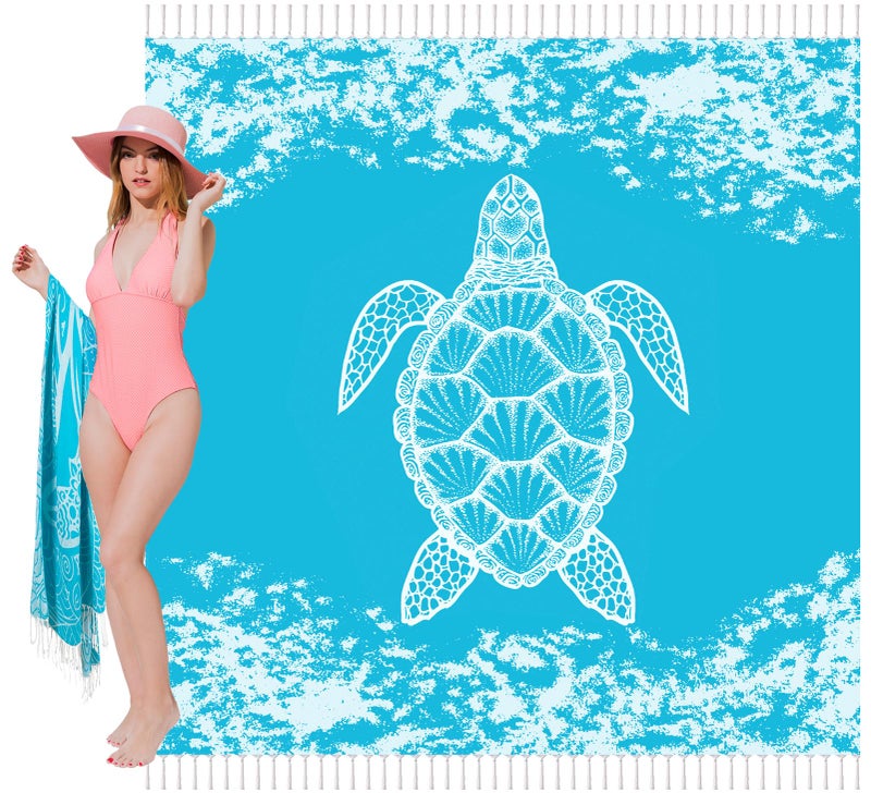 Vikumond Oversized Turkish Beach Towel Blanket XXL Cotton Sandproof Towels Boho Woven Extra Large Big Sand Free Giant Throw Blankets Huge Quilt XL Picnic Camping Necessities Cloud for Adult Gifts - Image 1