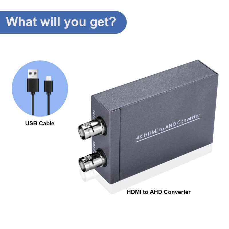 HDMI To AHD Converter: Metal Construction, 4K HDMI To 1080P/720P AHD Switchable Output - Durable Stable Signal Conversion For Surveillance Installers, Home Users, Commercial Monitoring - Image 3