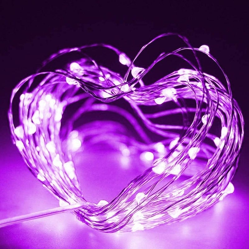 Twinkle Star Fairy Lights, 33ft 100 LED Battery Operated Waterproof String Lights with Remote, Timer & 8 Lighting Modes Indoor Outdoor Wedding Party Decorations, Purple, 1 Pack - Image 3