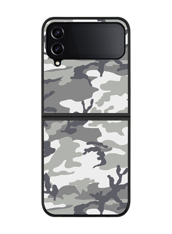 Stylizedd Rugged Black edge case for Samsung Galaxy Z Flip4 Slim fit Soft Case Flexible Rubber Edges Anti Drop TPU Gel Thin Cover - Artic Camo - Image 1