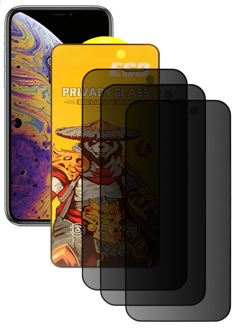 ESD 3 Pieces Tempered Dustproof Privacy Glass Screen Protector Compatible For iPhone XS Max - Image 1