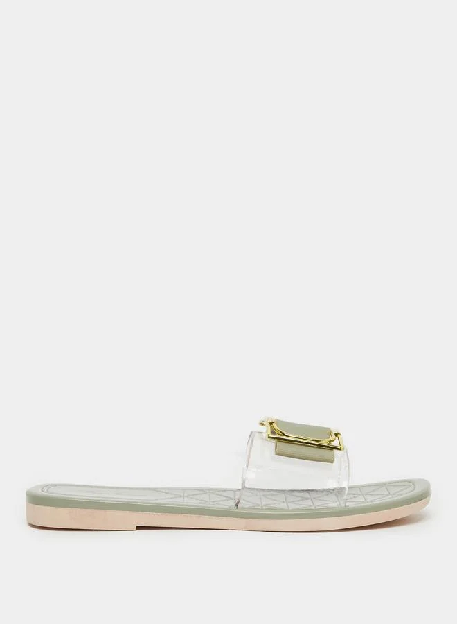 Take Two Take Two Buckle Decoration Transparent Band Flat Sandals