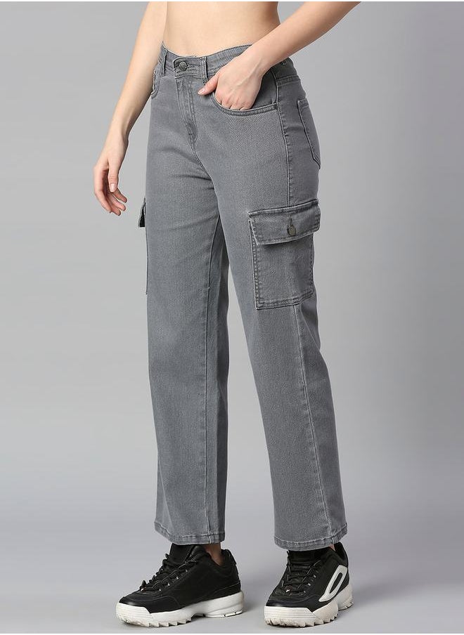 HIGH STAR Mid Wash Pocket Detail Straight Fit Jeans by Styli  - Image 3