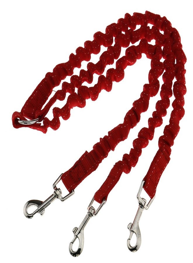SING F LTD 3 Way No-Tangle Triple Coupler Dog Bungee Walking Leash Lead Rope Strap Red - Image 1