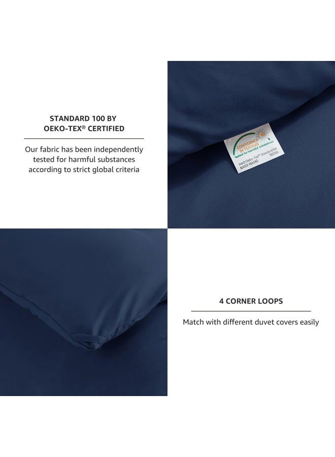CozyLux Oversized Queen Comforter Set Navy Blue, 3 Pieces 98x98 Solid Breathable Quilted Style Bedding Sets All Season, Luxury Soft Down Alternative Comforter Bed Set (1 Comforter & 2 Pillowcases) - Image 4