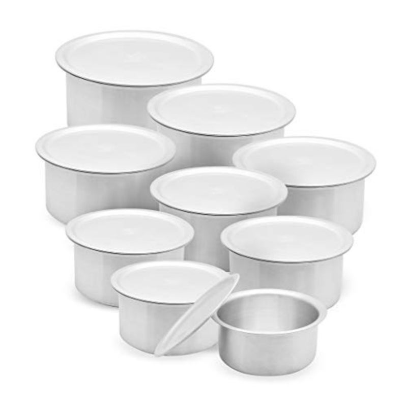 Tiger Aluminium Cooking Pots With Lids, Silver, TA12X20, Set of 9 - Image 1