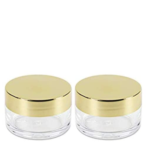 Devinez Multipurpose (Pack of 2) Round Clear Glass Cosmetic Jars,50gm with Inner Liners and Golden Lids, Travel Jars, Refillable for Makeup, Cream, Lotion, Sugar Scrubs, Eye Shadow Paint, Jewelry - Image 1