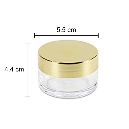 Devinez Multipurpose (Pack of 2) Round Clear Glass Cosmetic Jars,50gm with Inner Liners and Golden Lids, Travel Jars, Refillable for Makeup, Cream, Lotion, Sugar Scrubs, Eye Shadow Paint, Jewelry - Image 3