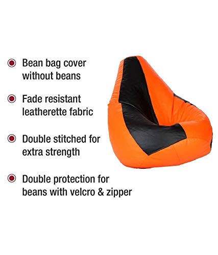 TRUE 2 F Teardrop Bean Bag Cover Without Beans Cover only BlackOrange L - Image 4