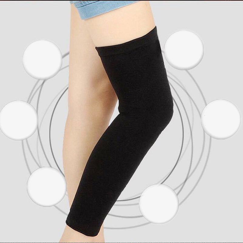 1 of Anti knee Lengthen Compression Leg Sleeve Ankle Socks Cover for Sports Size L Black - Image 5