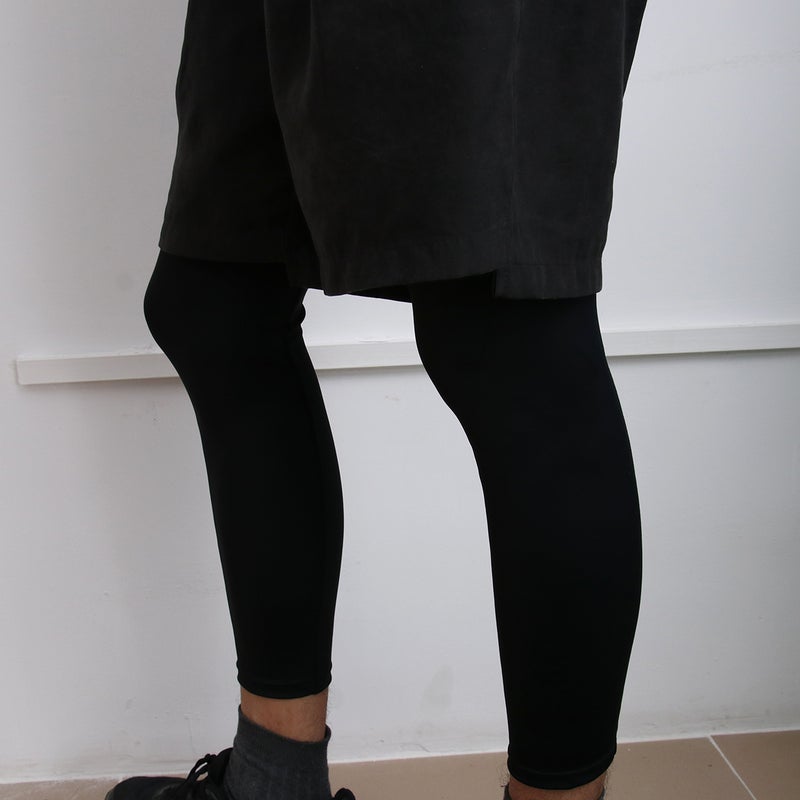 1 of Anti knee Lengthen Compression Leg Sleeve Ankle Socks Cover for Sports Size L Black - Image 1