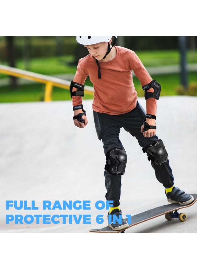 Bosoner مجموعة واقيات الركبة والمرفقين للأطفال/الشباب من بوسونر لحماية الرياضات مثل التزلج على الجليد وركوب الدراجات وبي إم إكس والتزلج على الألواح والتزلج على العجلات وركوب السكوتر - Image 2