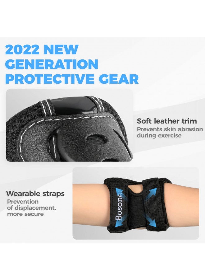 Bosoner مجموعة واقيات الركبة والمرفقين للأطفال/الشباب من بوسونر لحماية الرياضات مثل التزلج على الجليد وركوب الدراجات وبي إم إكس والتزلج على الألواح والتزلج على العجلات وركوب السكوتر - Image 4
