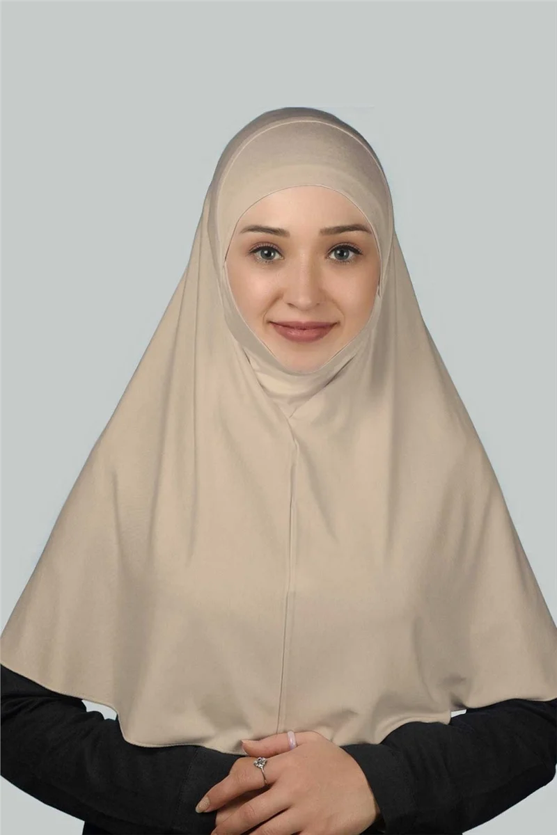 Altobeh Ready-made Turban Practical Scarf with Veil Hijab with Nikap - Prayer Cover Soufflé (Xl) - Sand Beige