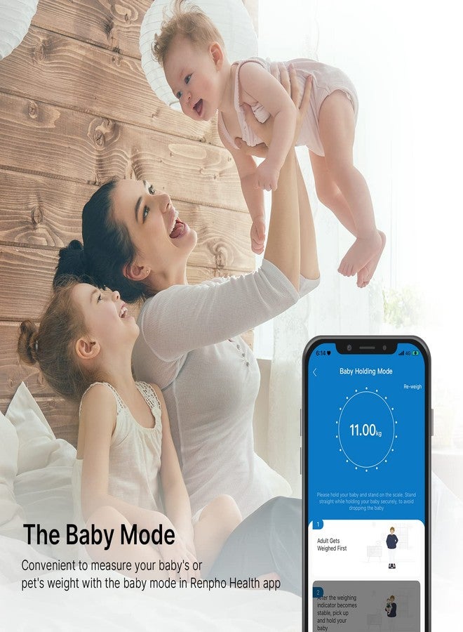 رينفو ميزان رينفو لقياس وزن الجسم ونسبة الدهون، ميزان حمام رقمي عالي الدقة، مزود بشاشة LED مضيئة، تصميم بزوايا دائرية، يتحمل وزن 400 رطل (10.2 بوصة/260 مم، بلوتوث أسود مع تطبيق) - Image 2