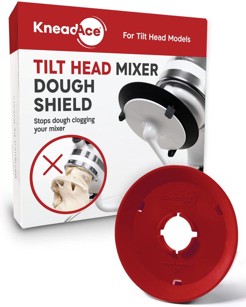 KneadAce Dough Hook Shield For Kitchen Aid - Prevents Your Dough from Climbing Up and Clogging Up Your Mixer â€“ Mess Free Mixer Accessory Compatible With Most KitchenAid C Shape Dough Hooks (Red) - Image 1