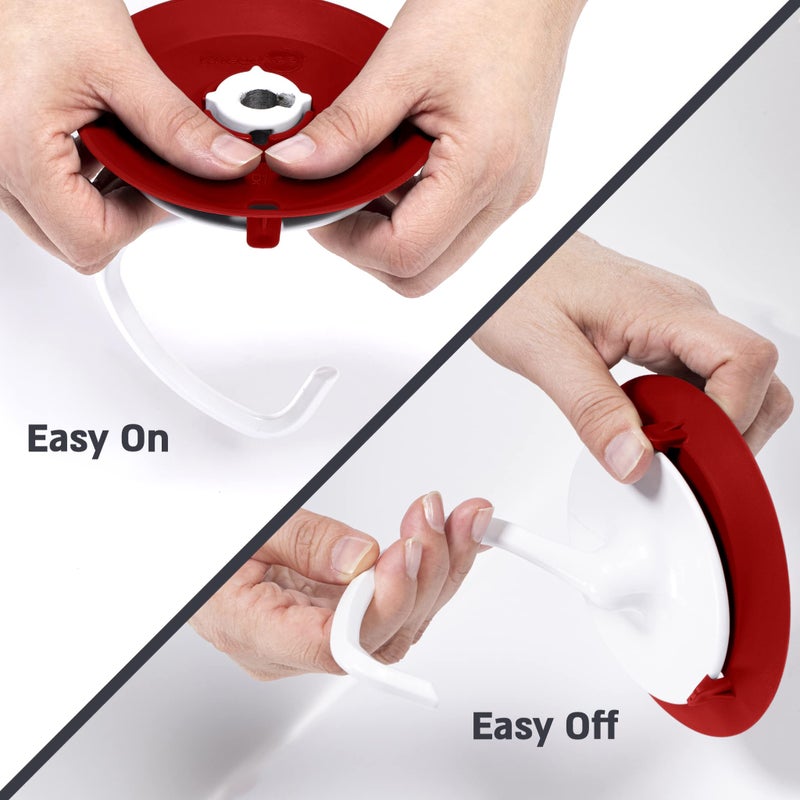 KneadAce Dough Hook Shield For Kitchen Aid - Prevents Your Dough from Climbing Up and Clogging Up Your Mixer â€“ Mess Free Mixer Accessory Compatible With Most KitchenAid C Shape Dough Hooks (Red) - Image 4