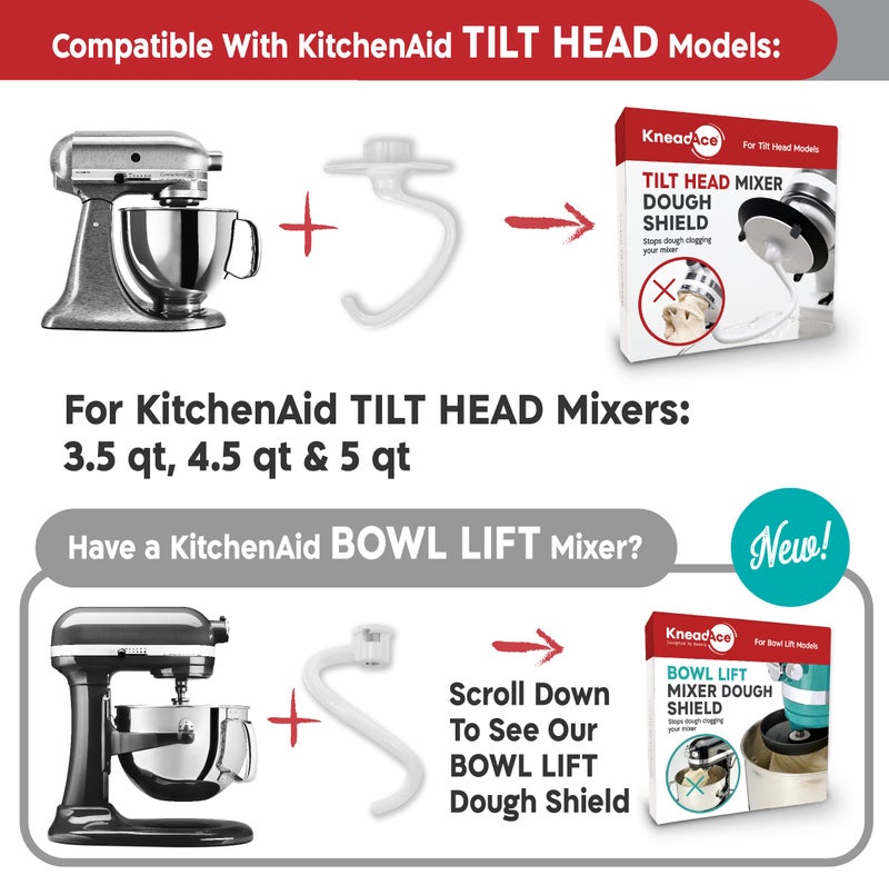 KneadAce Dough Hook Shield For Kitchen Aid - Prevents Your Dough from Climbing Up and Clogging Up Your Mixer â€“ Mess Free Mixer Accessory Compatible With Most KitchenAid C Shape Dough Hooks (Red) - Image 3