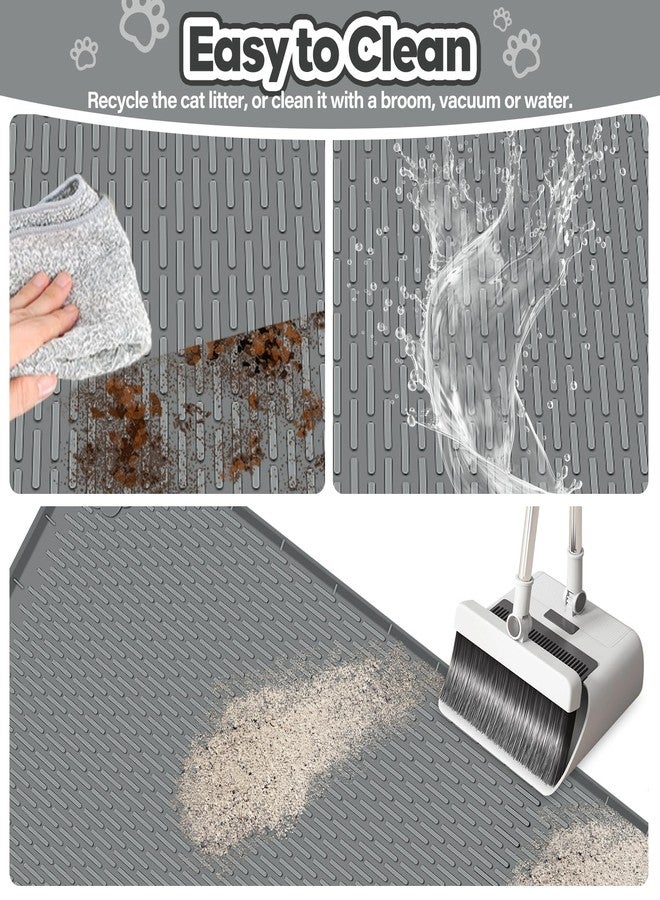 Bartuke Cat Litter Tray Mat, Oversized Cat Litter Mat, 101 x 71 cm, Silicone Mat for Litter Control, Gentle on Cat Paws, Easy to Clean (Dark Grey) - Image 5