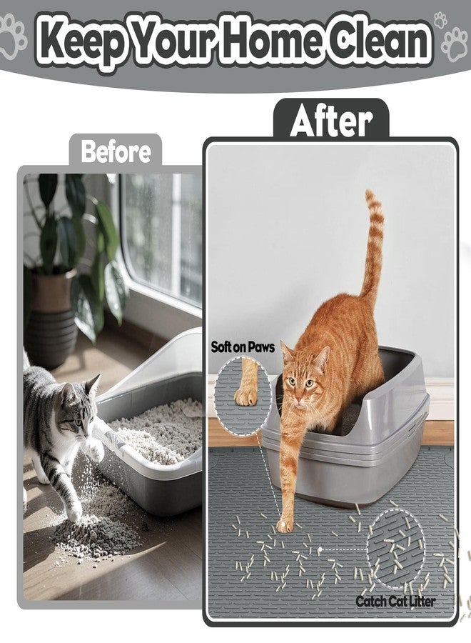 Bartuke Cat Litter Tray Mat, Oversized Cat Litter Mat, 101 x 71 cm, Silicone Mat for Litter Control, Gentle on Cat Paws, Easy to Clean (Dark Grey) - Image 3