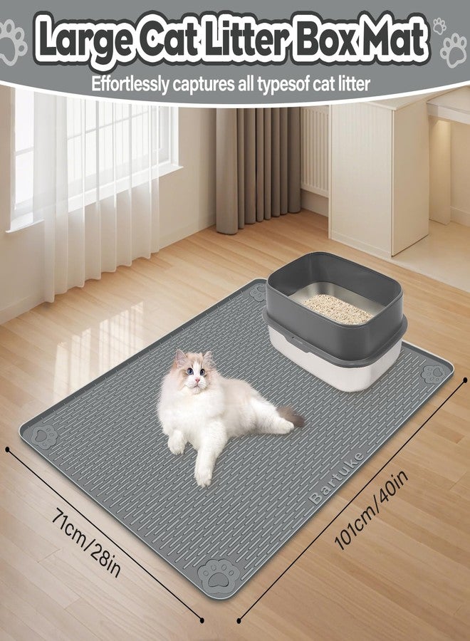 Bartuke Cat Litter Tray Mat, Oversized Cat Litter Mat, 101 x 71 cm, Silicone Mat for Litter Control, Gentle on Cat Paws, Easy to Clean (Dark Grey) - Image 2