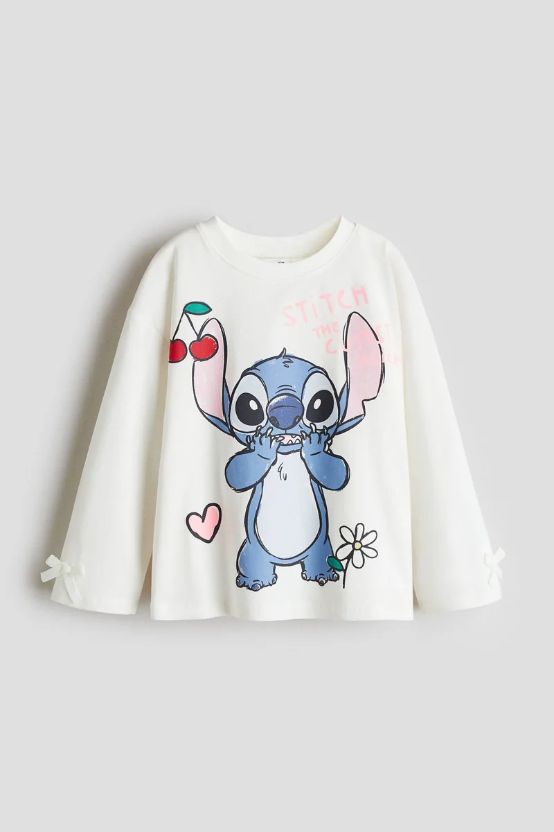 H&M Printed bow-detail top