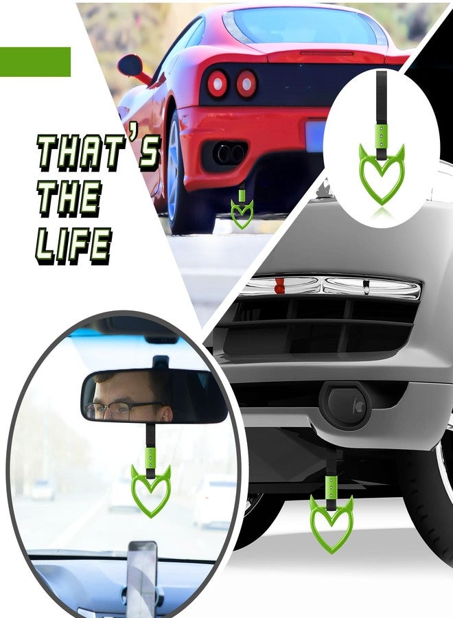 Fabbay 2 Pieces Heart Handle Keychains Car Accessory Heart Hand Strap Drift Charm for Car Interior Exterior Decoration(Green,Devil Style) - Image 5