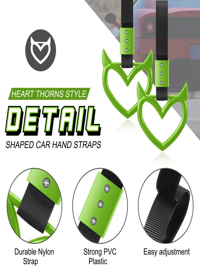 Fabbay 2 Pieces Heart Handle Keychains Car Accessory Heart Hand Strap Drift Charm for Car Interior Exterior Decoration(Green,Devil Style) - Image 3