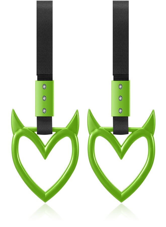Fabbay 2 Pieces Heart Handle Keychains Car Accessory Heart Hand Strap Drift Charm for Car Interior Exterior Decoration(Green,Devil Style) - Image 1