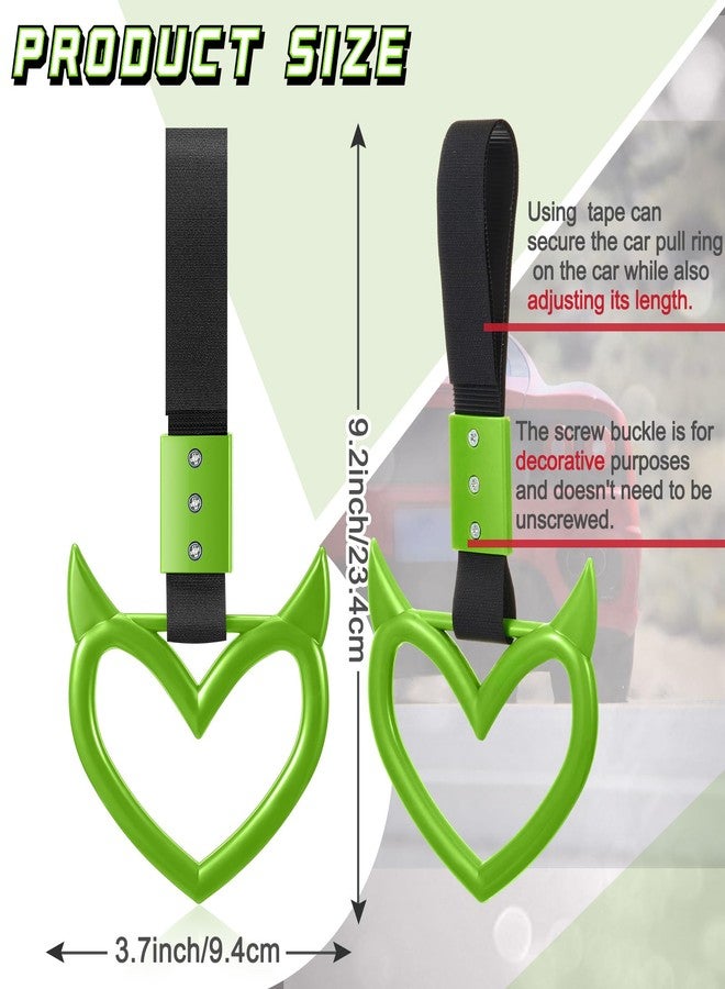 Fabbay 2 Pieces Heart Handle Keychains Car Accessory Heart Hand Strap Drift Charm for Car Interior Exterior Decoration(Green,Devil Style) - Image 2