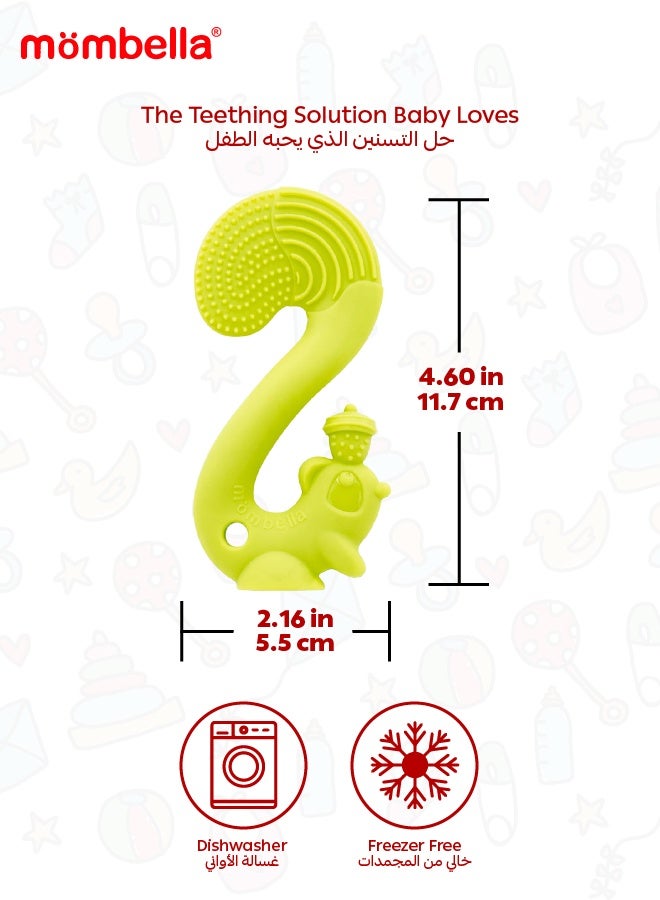 مومبيلا لعبة عضاضة السنجاب | سيليكون خالي من BPA | لعبة عضاضة ناعمة وآمنة للأطفال | تصميم جوزة بندق ممتع | آمنة في غسالة الصحون والمجمد | ٣ أشهر فأكثر | الأبعاد: الطول 9 × العرض 6 × الارتفاع 14 سم - Image 4