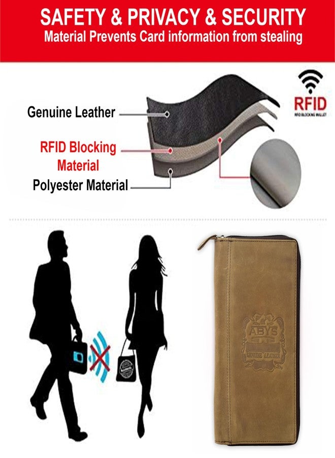 ABYS حافظة جواز سفر من الجلد البني الداكن من ABYS، مزودة بتقنية الحماية من تقنية RFID، مناسبة للرجال والنساء، وحاملة بطاقات الائتمان والخصم والصراف الآلي، وحقيبة جواز سفر نسائية، ومنظم سفر رجالي. - Image 5